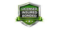 Green shield badge with white text reading “Licensed Insured Bonded”