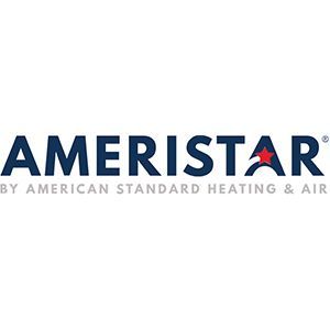 Ameristar logo in dark blue with a red star, by American Standard Heating & Air Conditioning