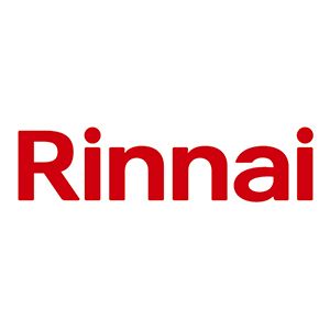 Red Rinnai logo on a white background