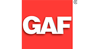 The GAF company logo features the bold, white letters 