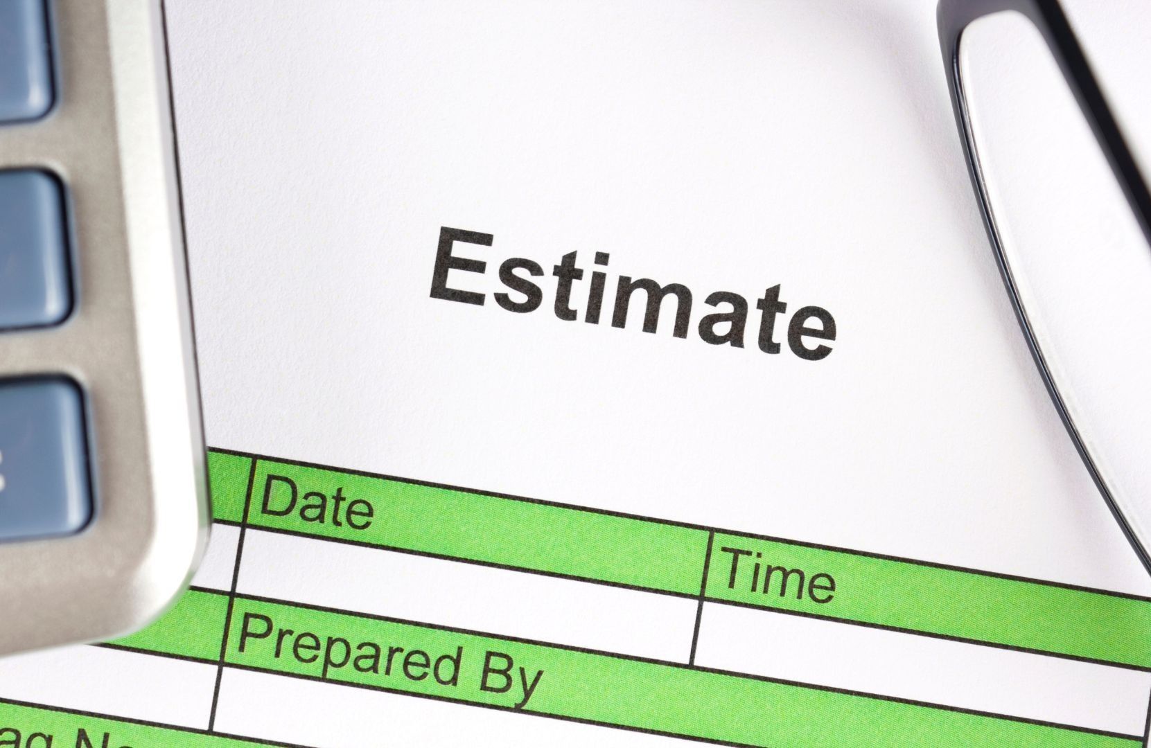 closeup of a written estimate document