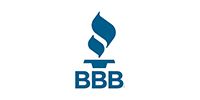 Blue BBB logo with flame icon above the letters BBB on a white background