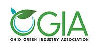 Ohio Green Industry Association logo in green and blue, with leaf design and acronym OGIA