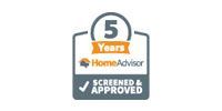A sticker that says `` 5 years home advisor screened and approved ''.