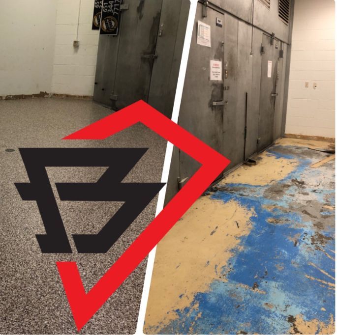 Before and after concrete flooring service