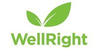 WellRight logo with two green leaves above the green text 