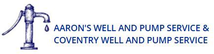 Logo for Aaron's Well and Pump Service & Coventry Well and Pump Service, featuring a blue illustration of a water pump.