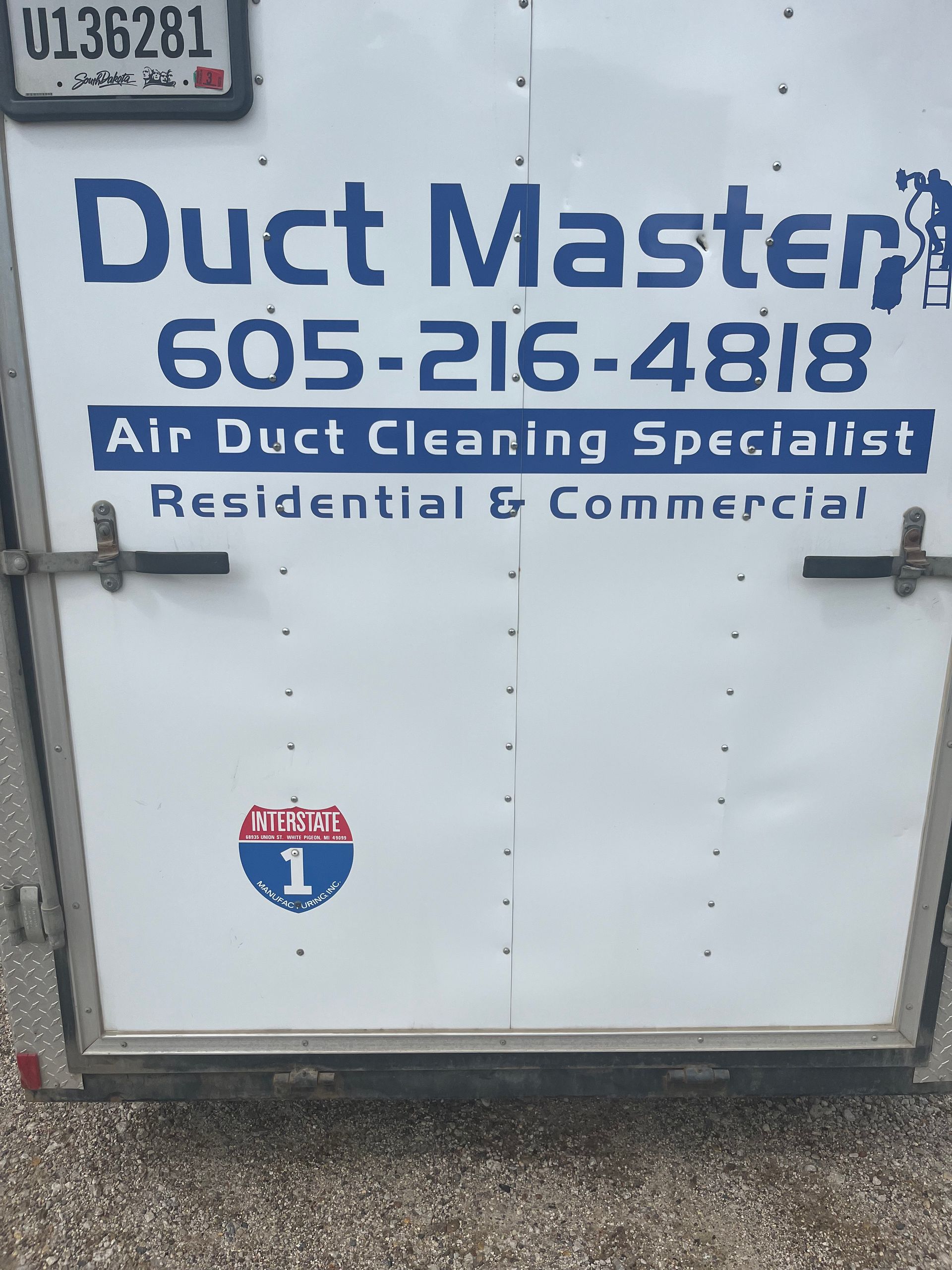 A trailer for Duct Master air duct cleaning specialist residential and commercial