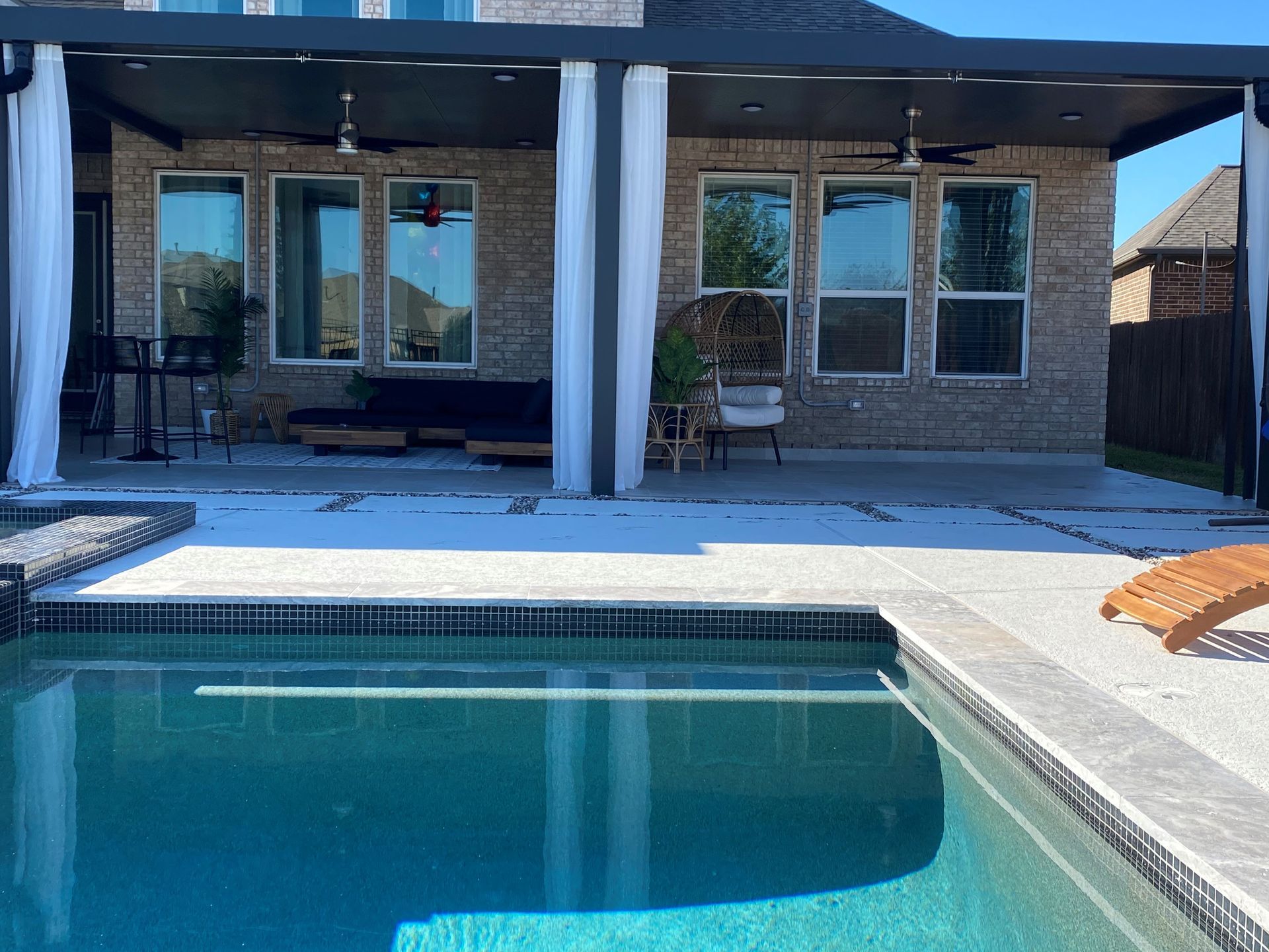 covered patio by the pool