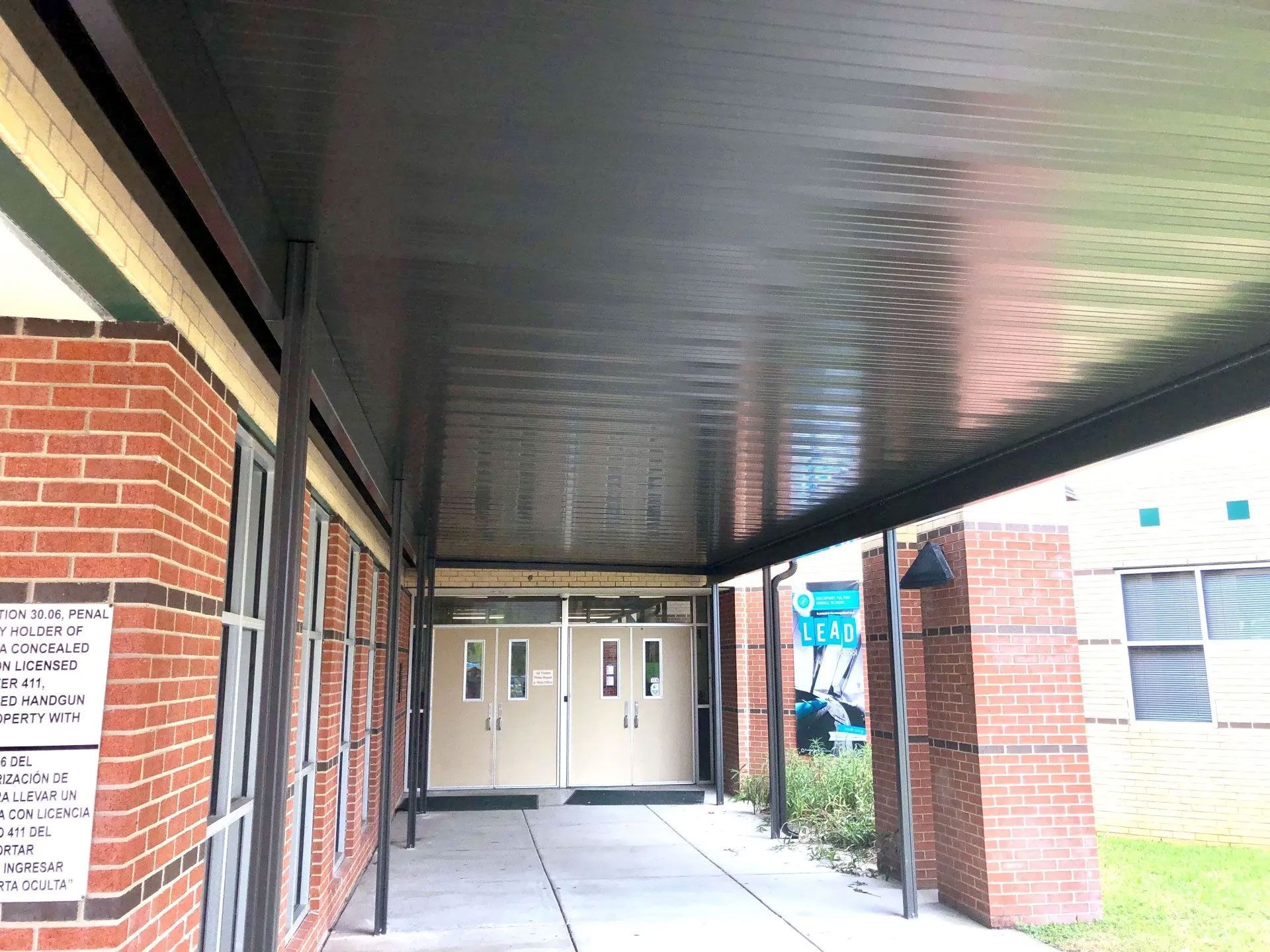 school entrance patio cover