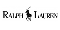 The black Ralph Lauren logo featuring a polo player on a horse positioned between the words 