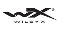 A black logo on a white background featuring the stylized letters WX above the brand name WILEY X.