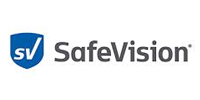 SafeVision logo featuring a blue shield icon with the white letters 