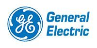 The blue General Electric logo consisting of the iconic stylized 'GE' monogram inside a circle next to the company name.