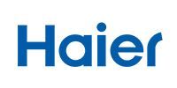 Blue text of the Haier brand logo on a white background.