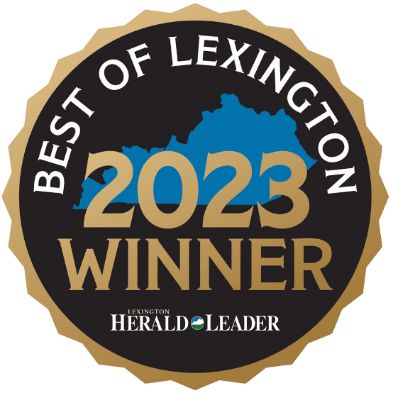 2023 Best of Lexington Winner badge in black, gold, and blue with Herald-Leader logo