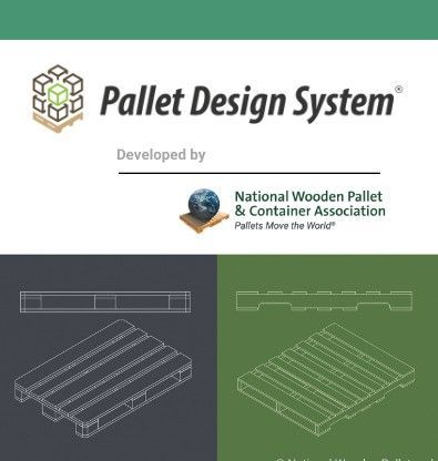 Pallet Design System logo with pallet diagrams and National Wooden Pallet & Container Association branding