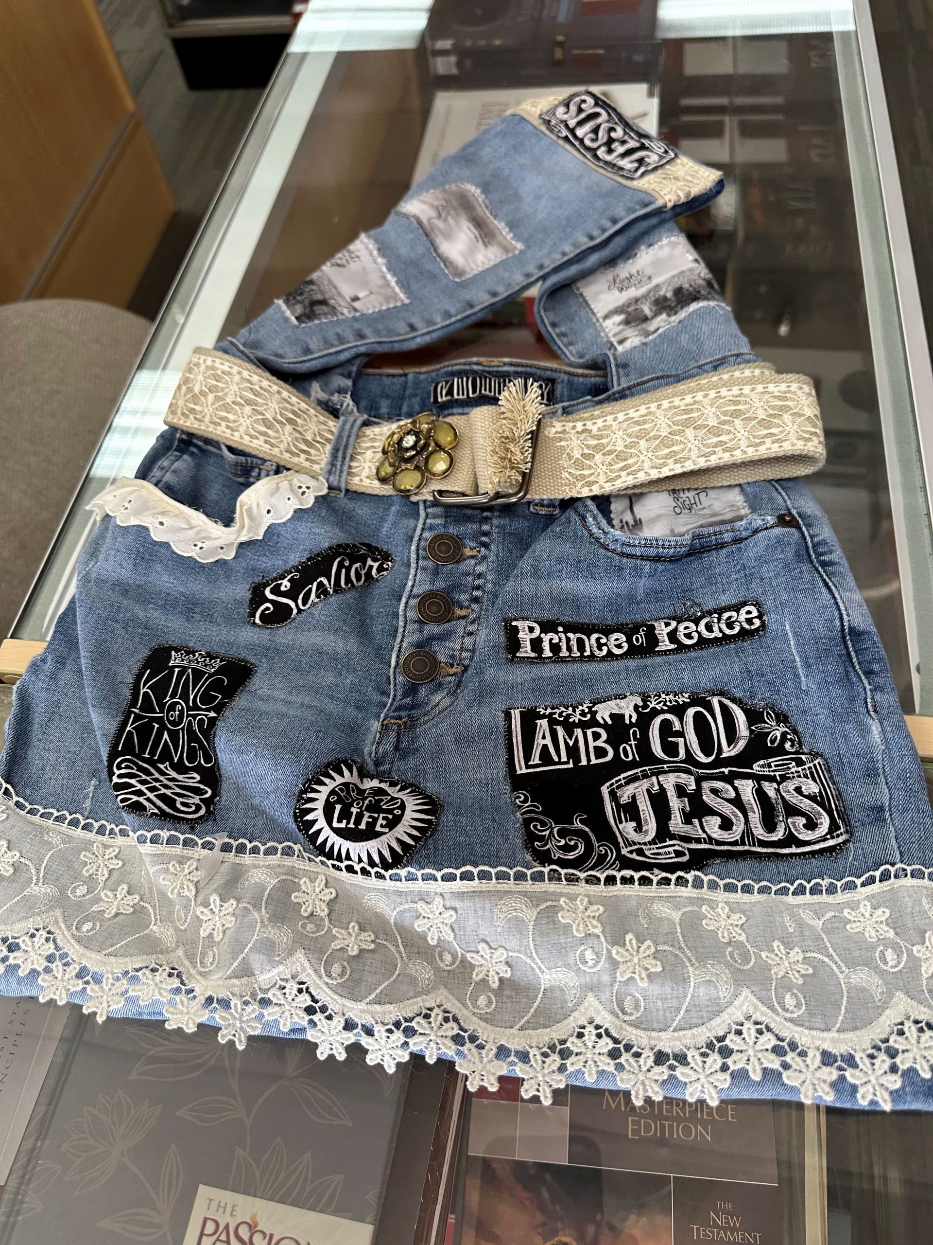 denim with lace and patches