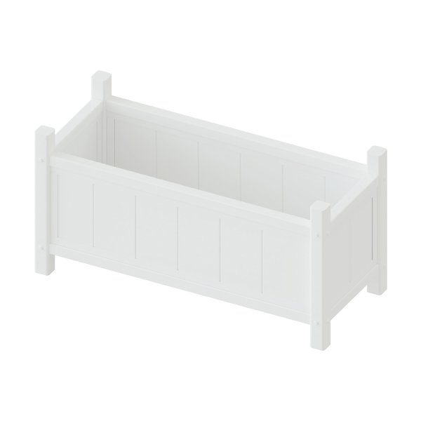 A white wooden box on a white background.