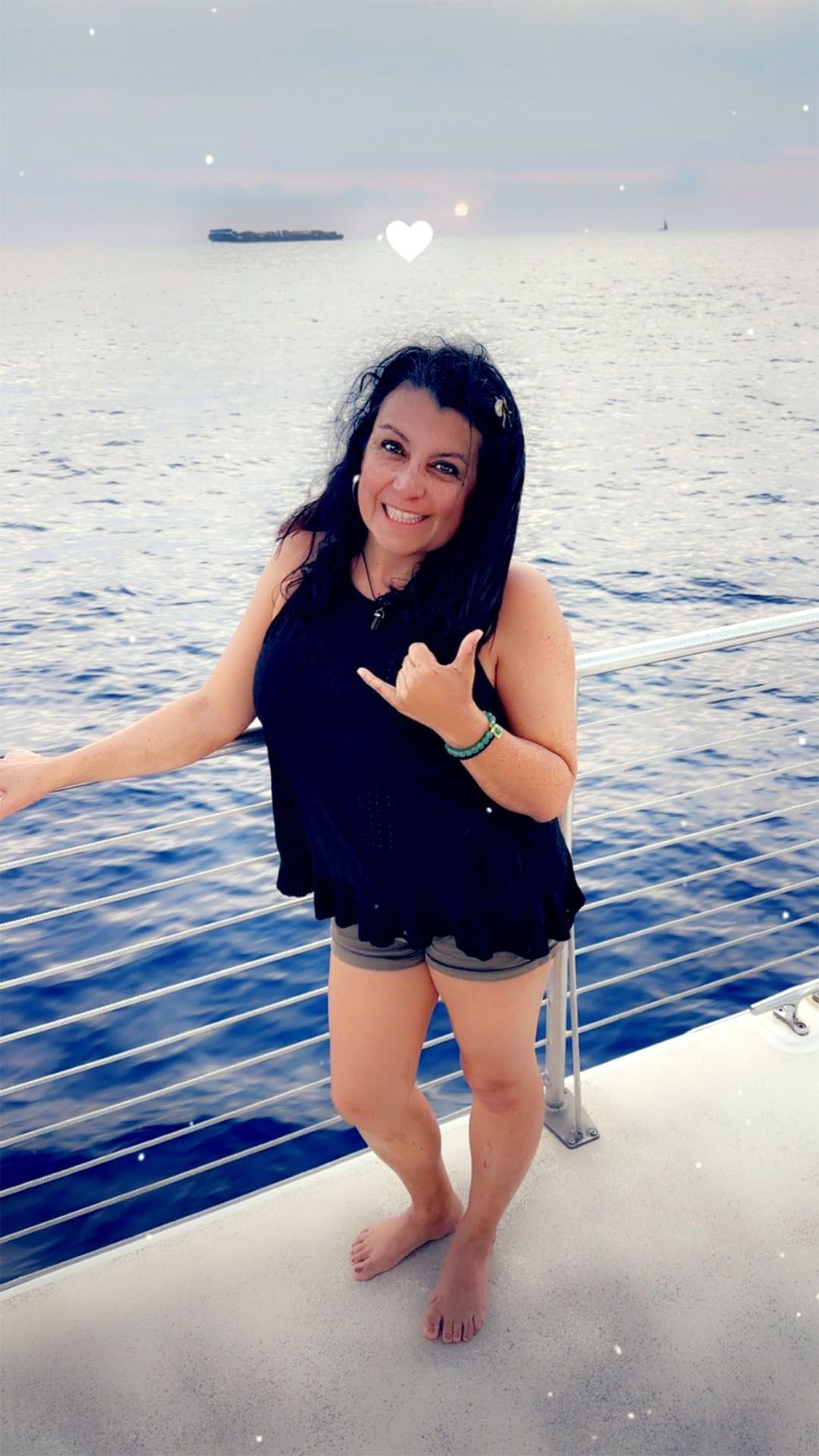 A happy woman on a boat