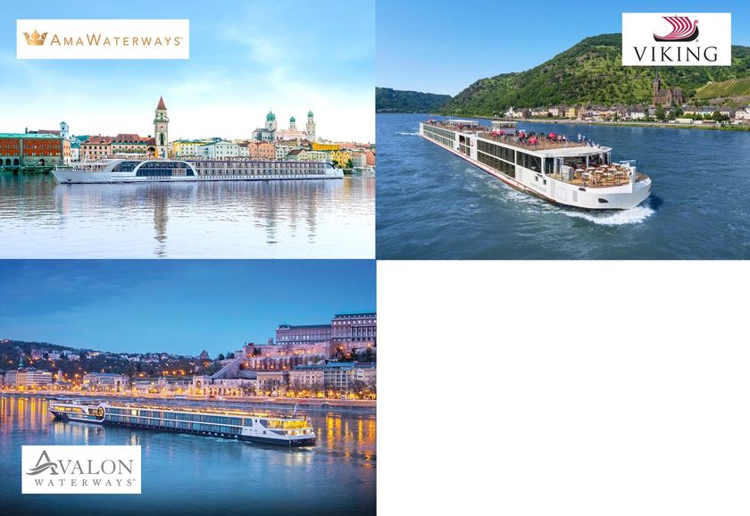 A collage of four pictures of boats in the water.