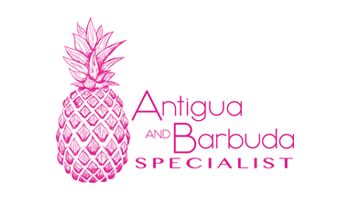 The logo for antigua and barbuda specialist has a pineapple on it.