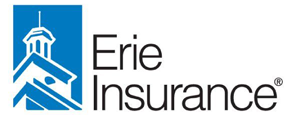 A blue and white logo for Erie Insurance.