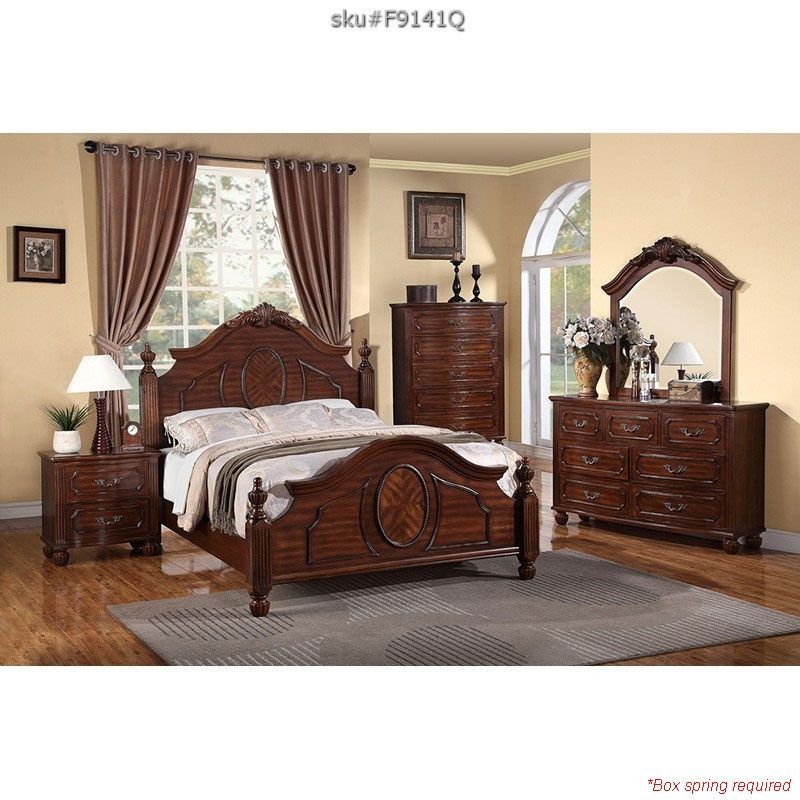 intricate wooden queen bed
