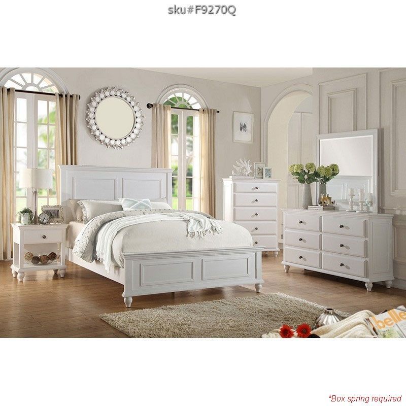 white classic queen bed