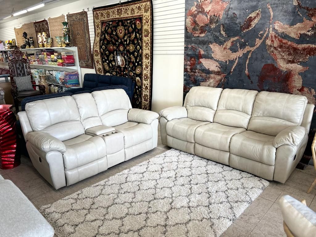 white leather sofa set