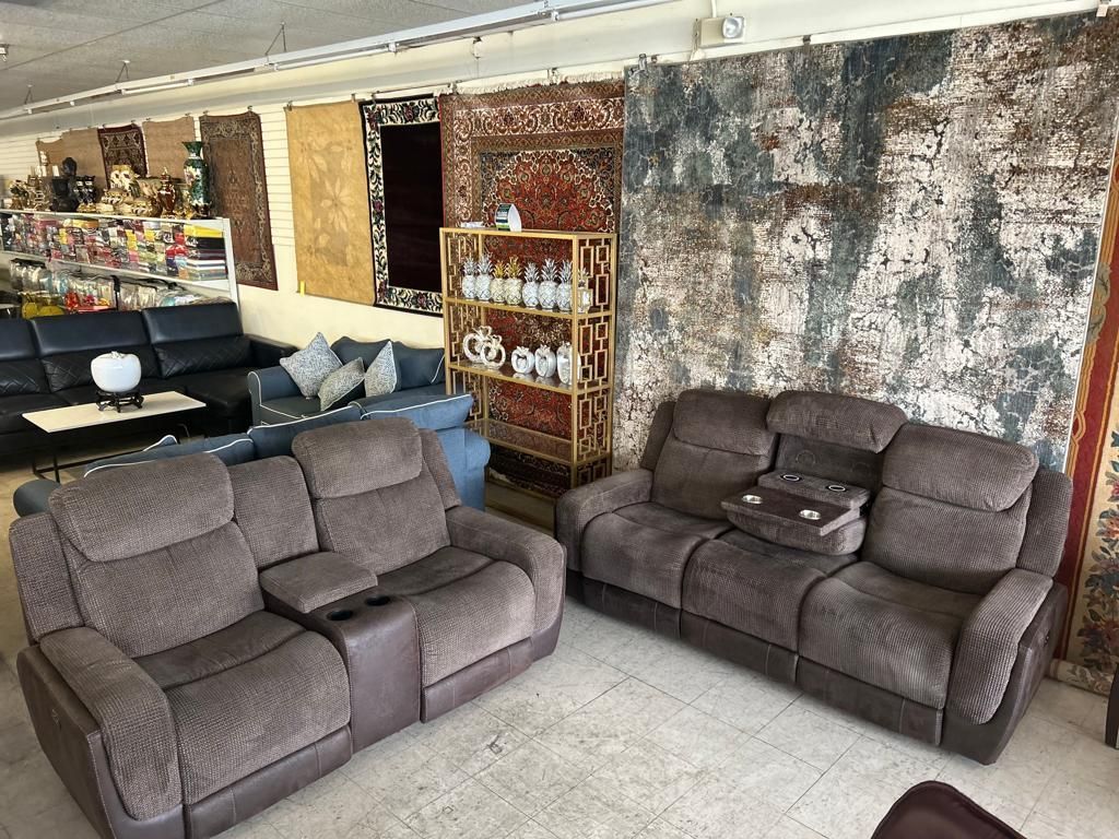 comfortable sofa set with drink holder