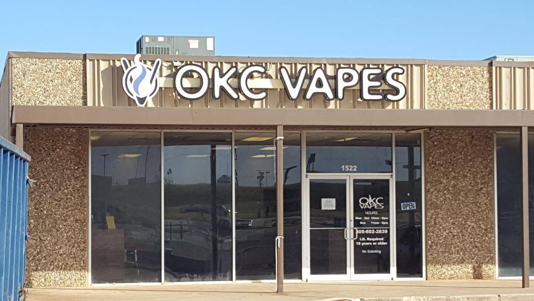The front of a store called okc vapes