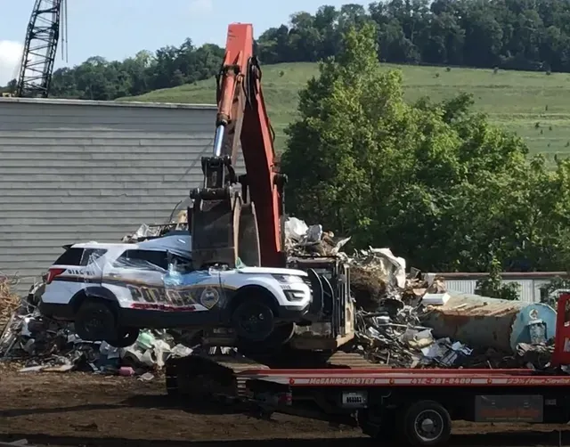 Crushing police car