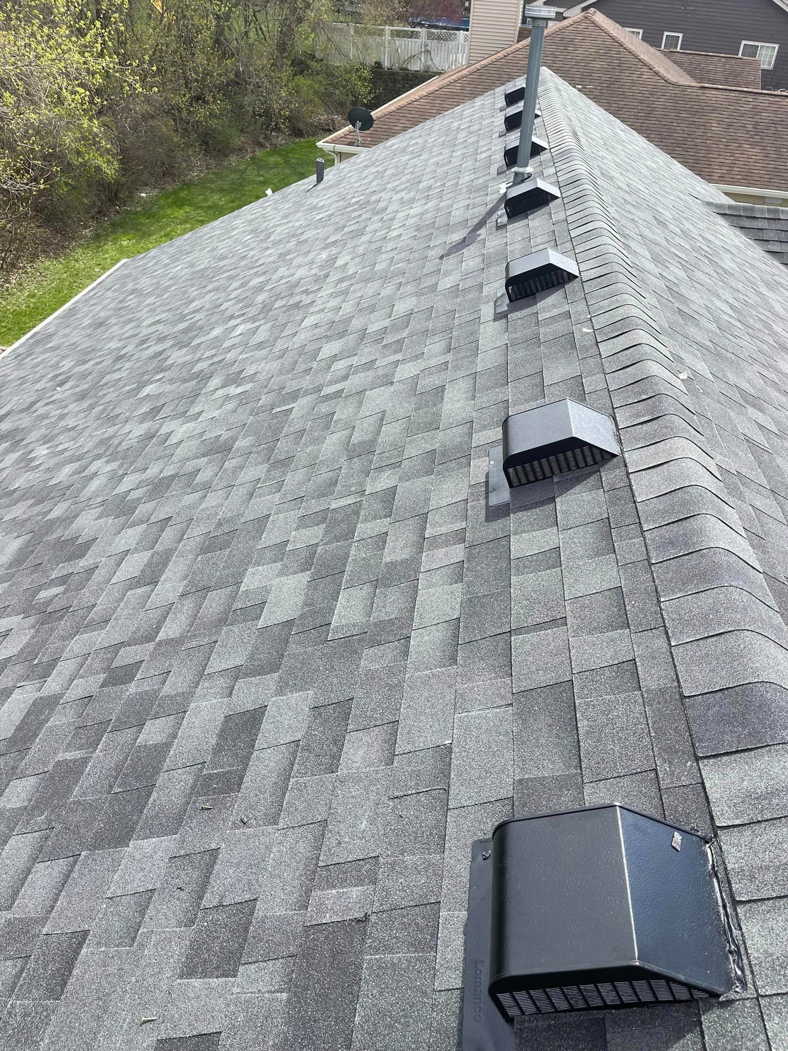 A roof with a lot of vents on