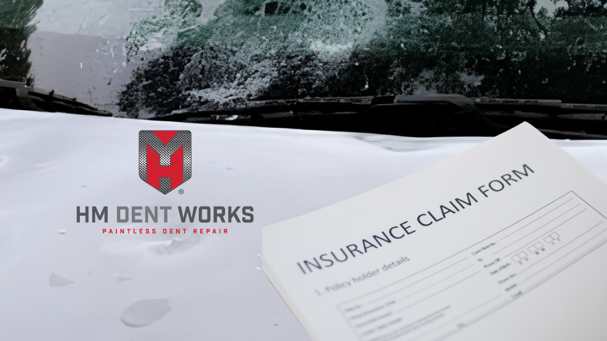 Insurance adjuster evaluating hail damage on a vehicle in Springfield Missouri