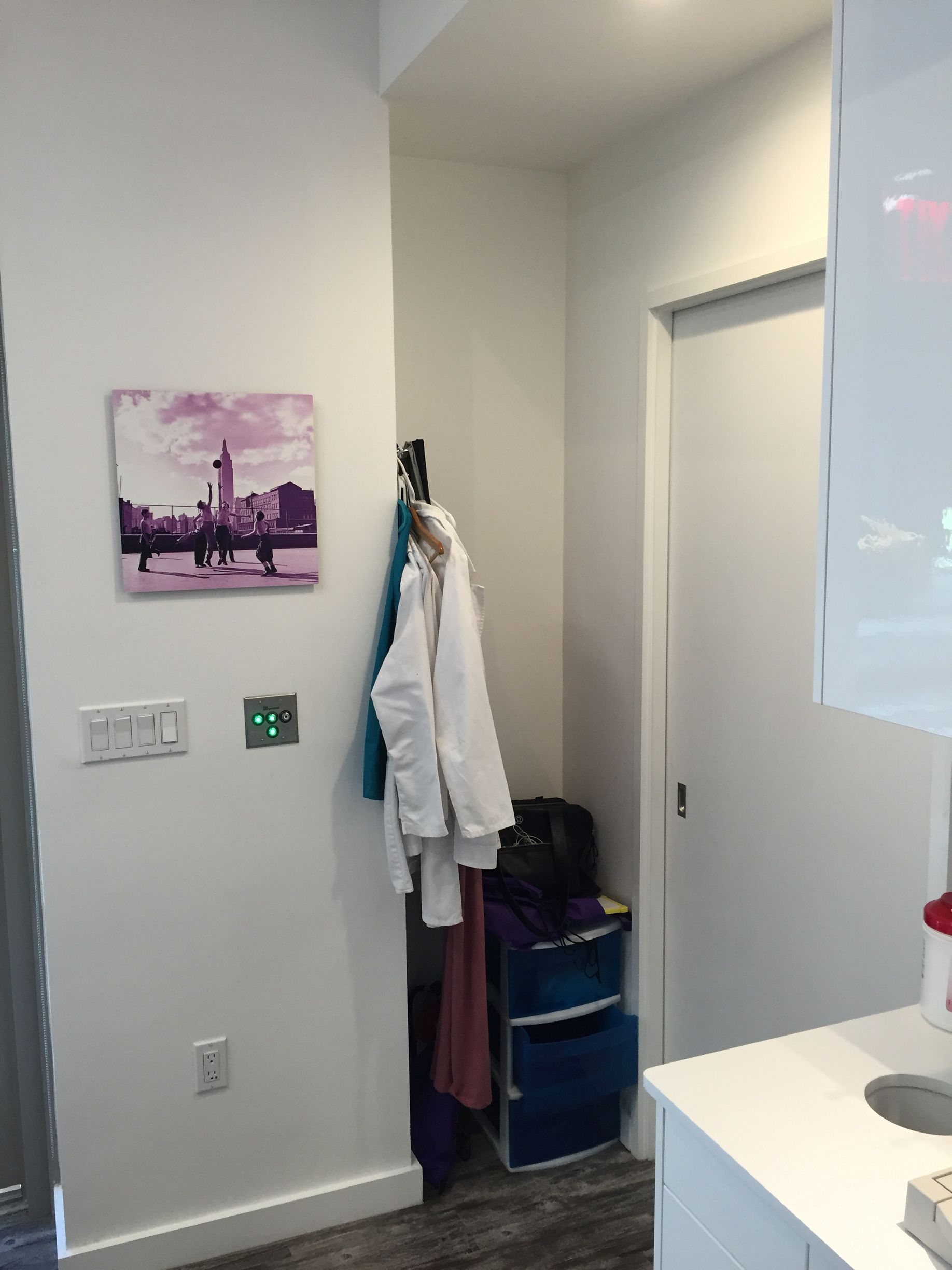 clothes hung on the wall