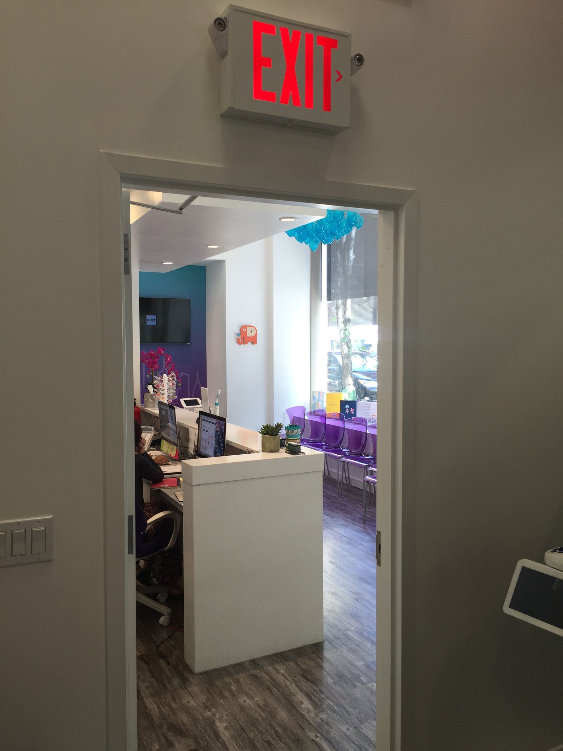 exit sign above the door