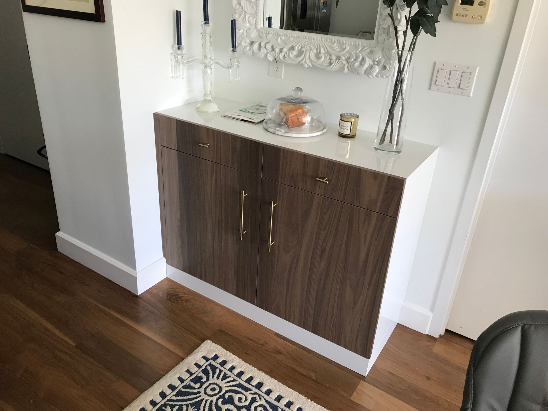 compact white and brown cabinet