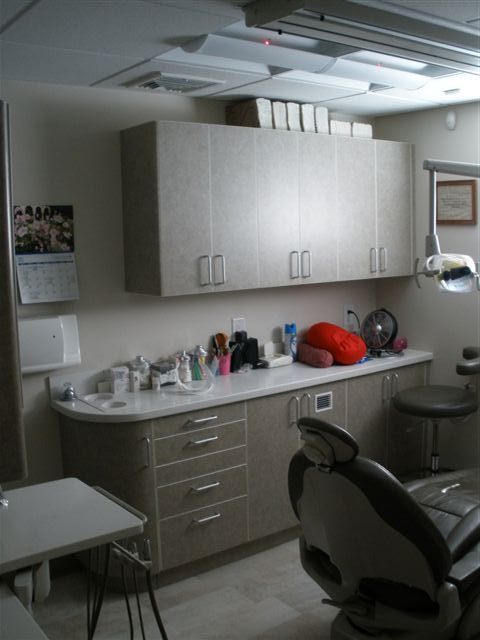 beautiful taupe colored dental cabinet