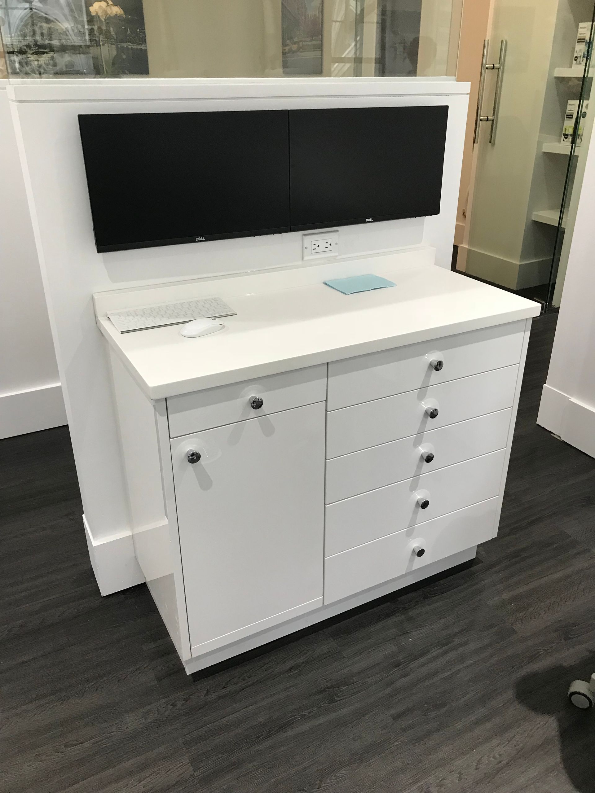 white dental cabinet with 6 drawers