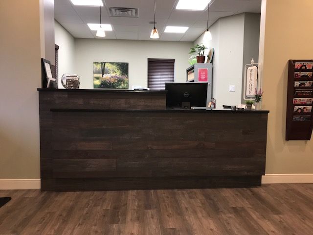 beautiful wood reception desk