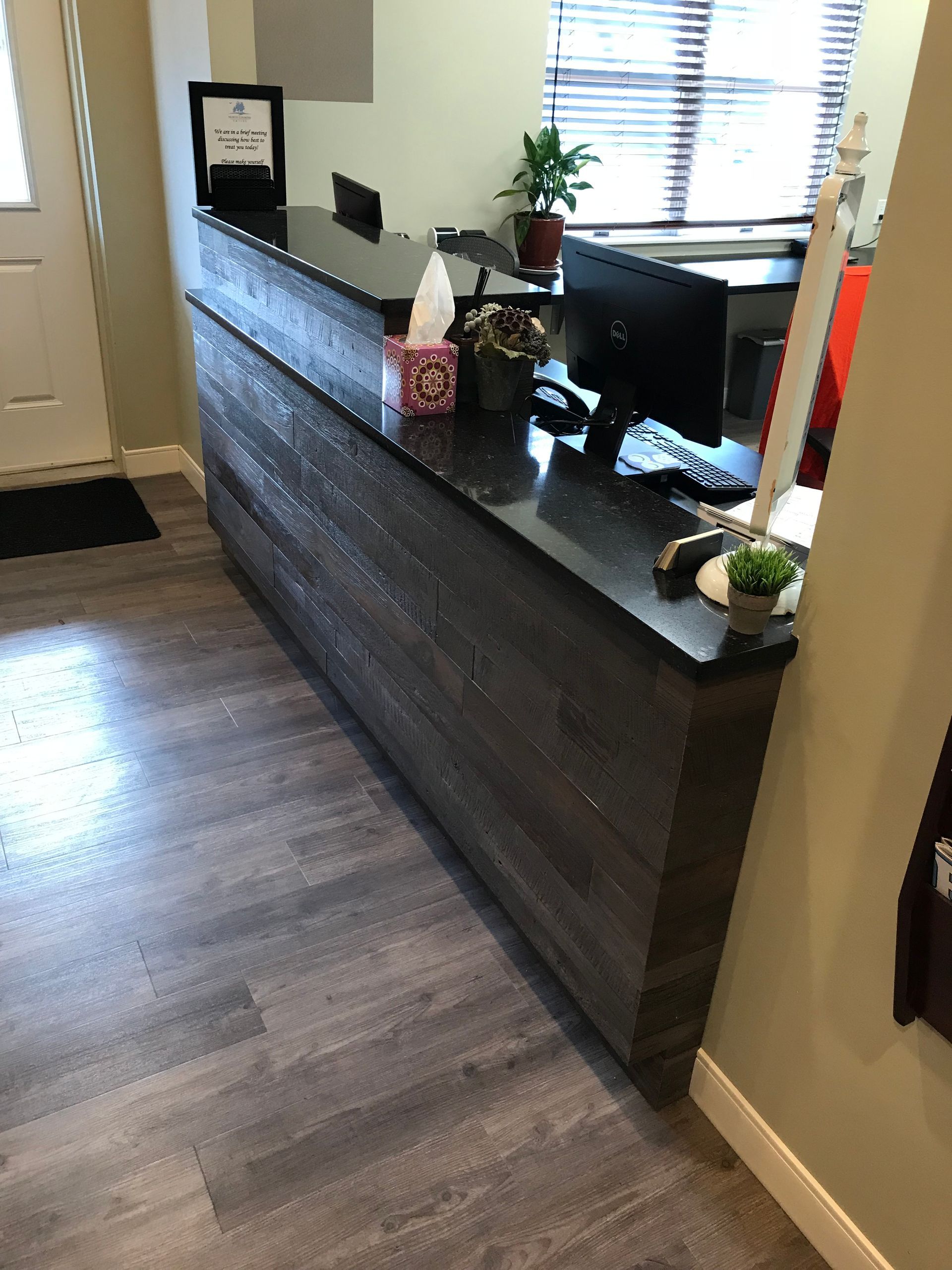 wood reception desk