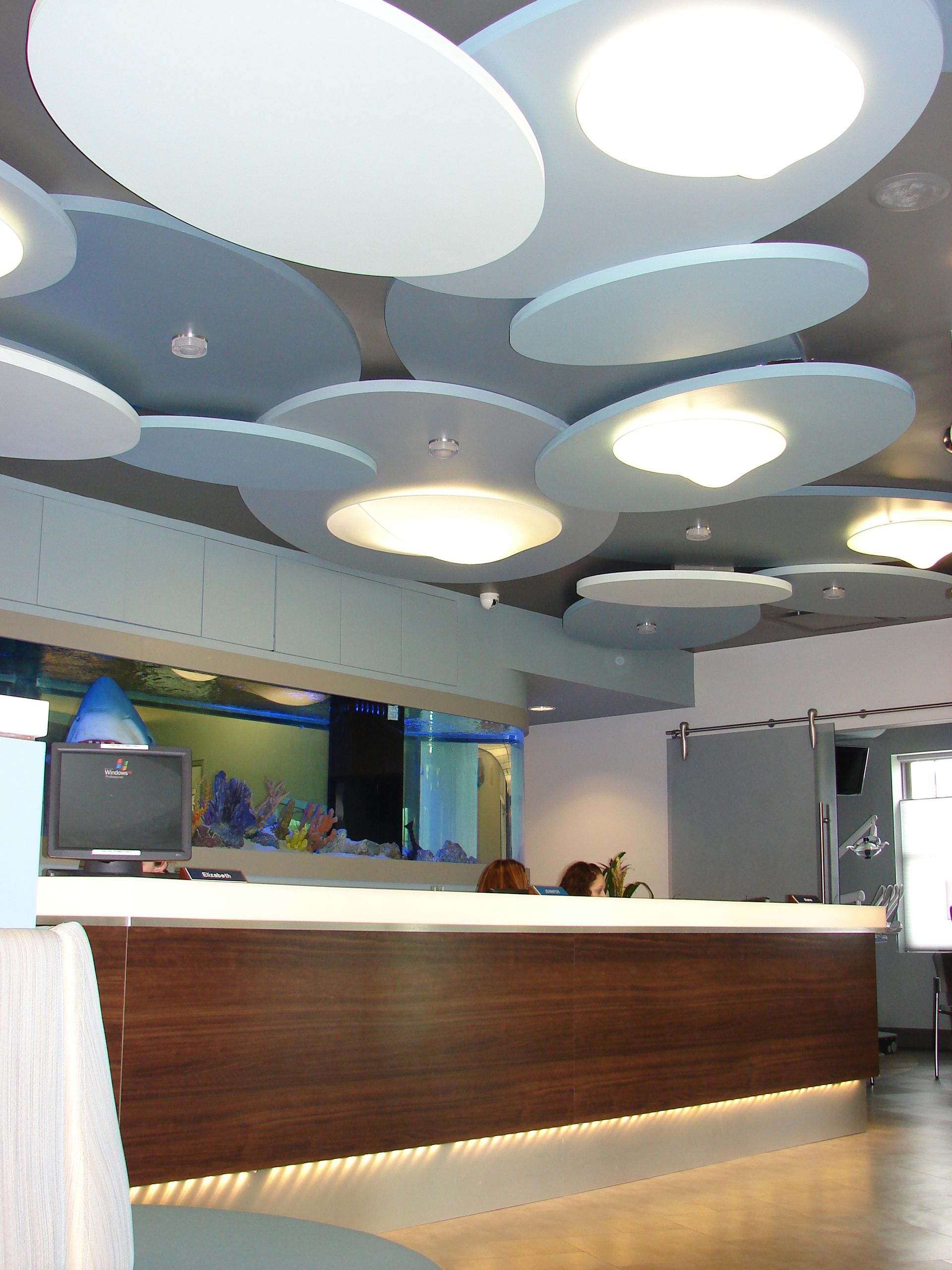 reception area with round lights