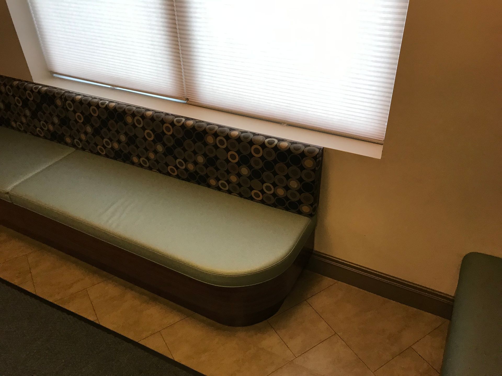 curved couch in the waiting area