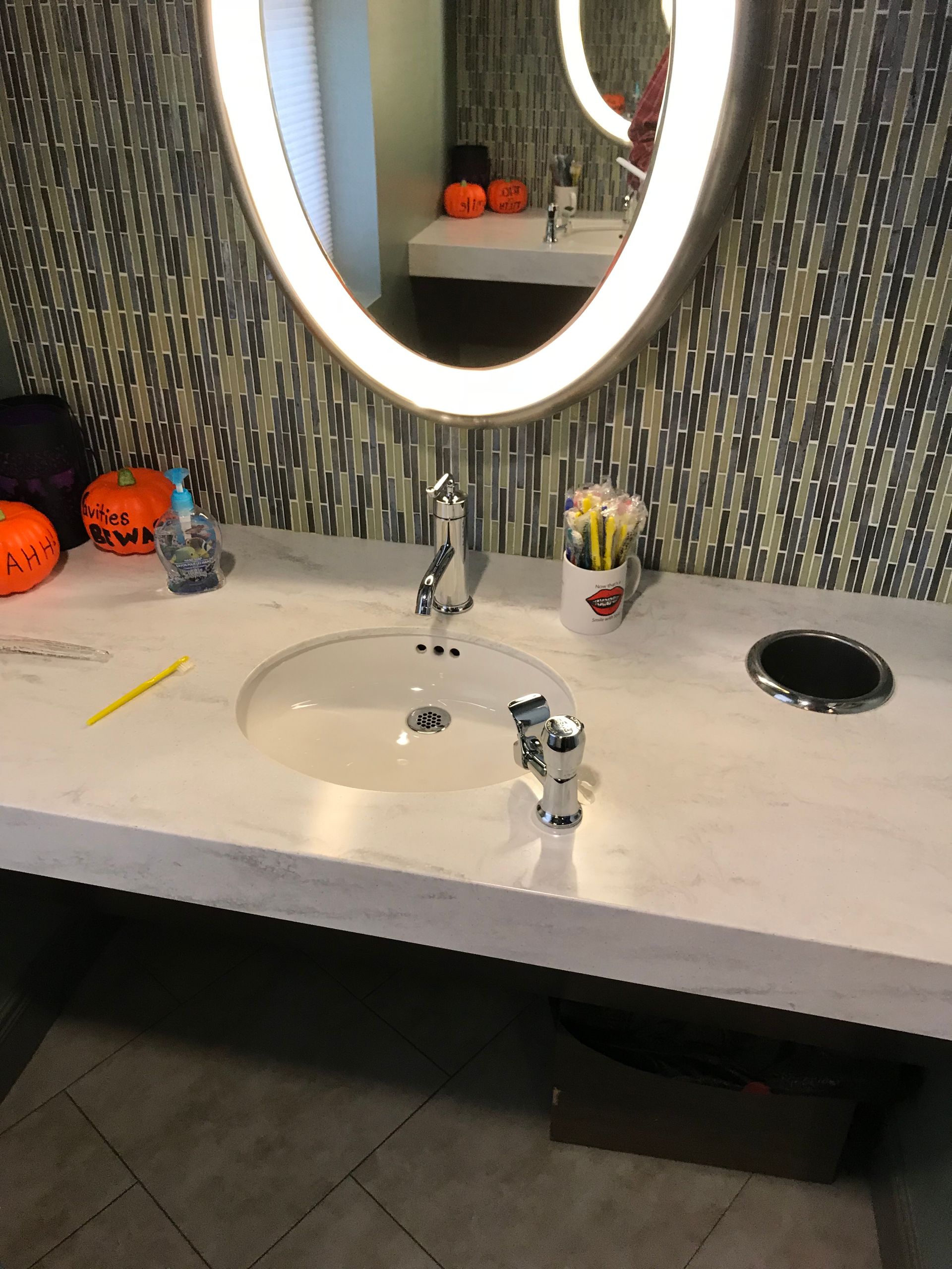 modern-looking toothbrush area