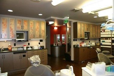 whole wall of dental cabinets