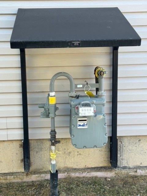 A gas meter attached to the side of a house
