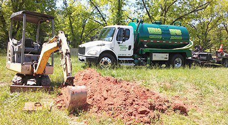 Septic tank being dug for servicing