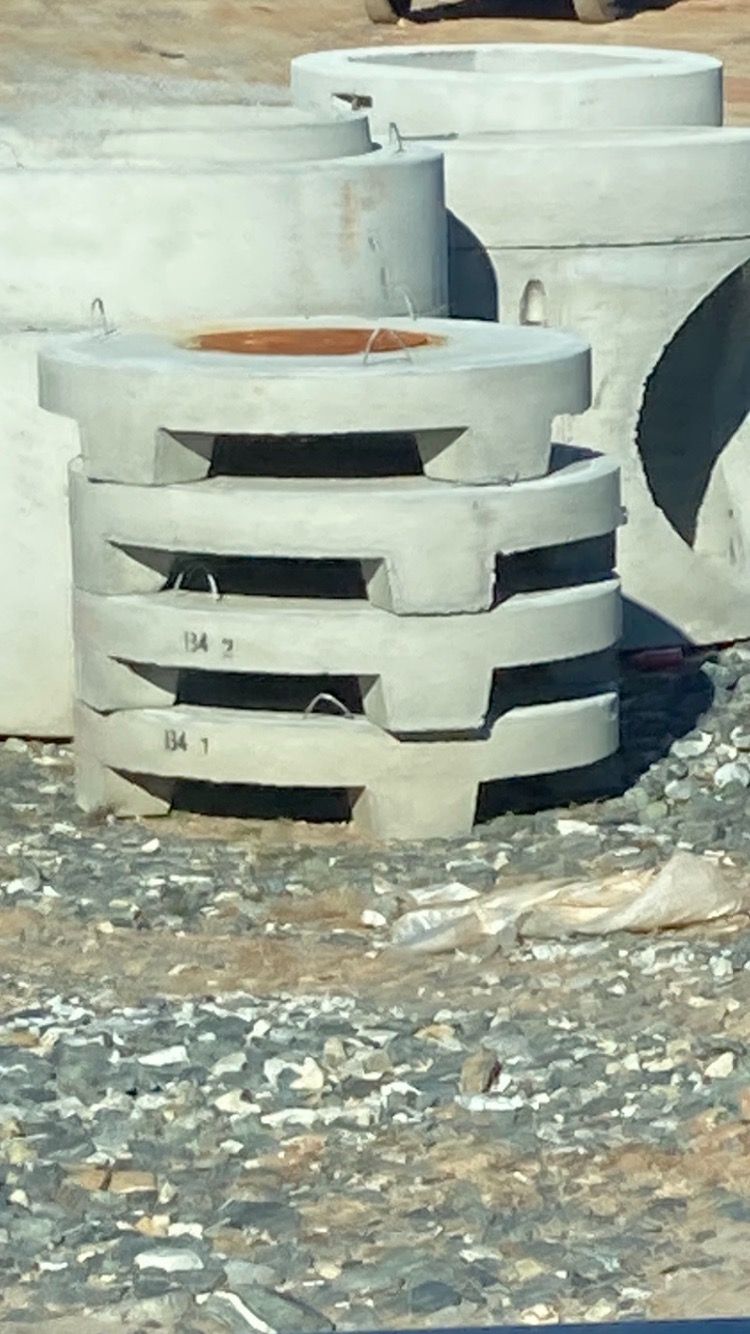 A bunch of concrete blocks are stacked on top of each other