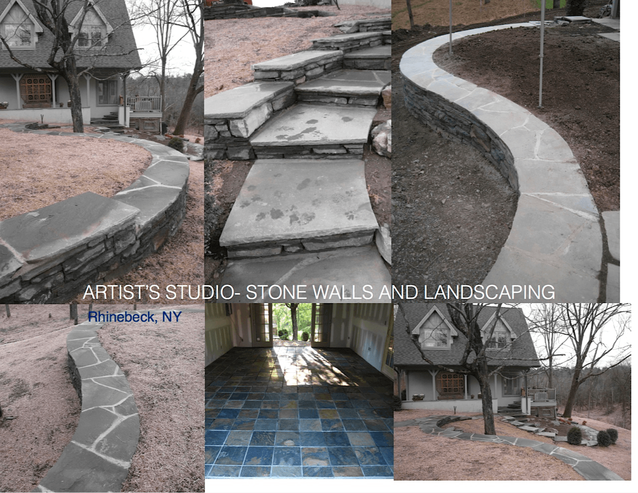 Stone wall and landscaping